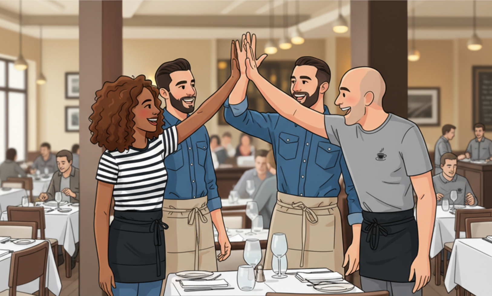 Team celebrating together